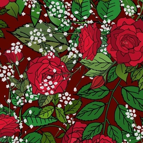 Red Rose Bouquet (Ruby Garnet large scale) 