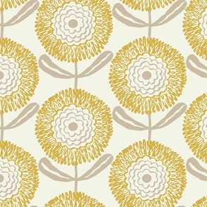 jumbo large scale _ neutral retro florals cream neutral gold