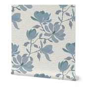 Large Scale Magnolia Trellis Muted Blue and Grey