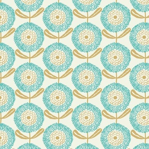 small neutral retro florals cream teal gold