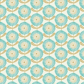  mini micro neutral retro florals cream teal gold