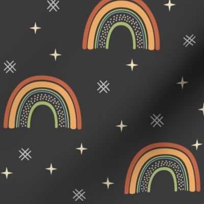 Rainbows – Neutral Color Rainbow & Stars (black oil)