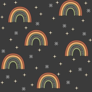Rainbows – Neutral Color Rainbow & Stars (black oil)