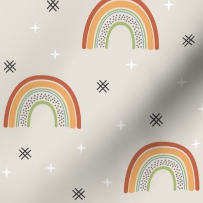 Rainbows – Neutral Color Rainbow & Stars (beige)