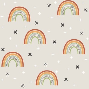 Rainbows – Neutral Color Rainbow & Stars (beige)