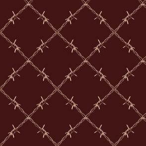 Burgundy Beige Gothic Diamond Geometric Barbed Wire