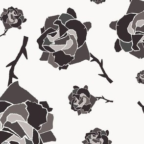 Black Charcoal Gothic Non Directional Tossed Abstract Rose LARGE