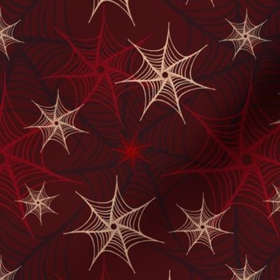 Burgundy Beige Maroon Non Directional Red Gothic Spider Web SMALL