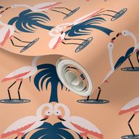 Flamingos and Palms - Peach