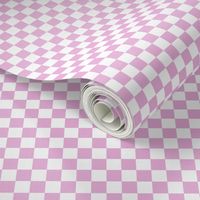 Checkers Pattern in Bright Pastel Pink and White / Checked, checkered, checkerboard girl