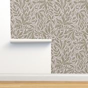 LARGE WELCOMING BOTANICAL TRADITIONAL NATURE WOODBLOCK TEXTURE PALM LEAVES SAGE GREEN+LIGHT PINK