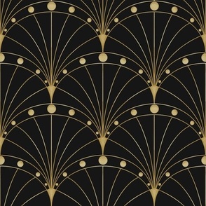 Art deco gold and black fans