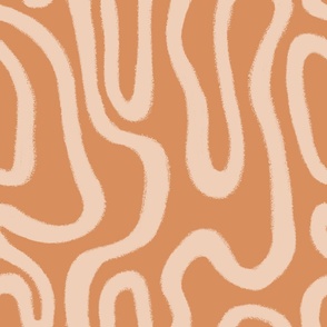 ABSTRACT CURVED WAVY LINES EARTH TONES PEACH BROWN