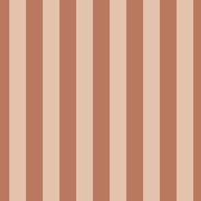 LARGE SCALE WIDE BOLD WARM EARTH TONE TERACOTTA RUST BROWN+CORAL PEACH FUZZ PASTEL ORANGE SANTORINI STRIPE