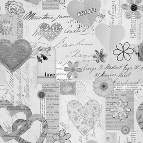 Vintage Romance Valentines Day Love Kitsch Neutral Grey