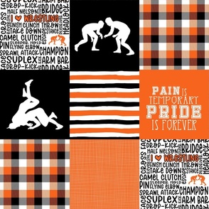Wrestling/Orange&Black - Wholecloth Cheater Quilt