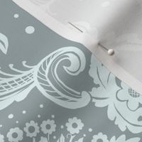 Traditional Damask with Daisies and Bubbles 