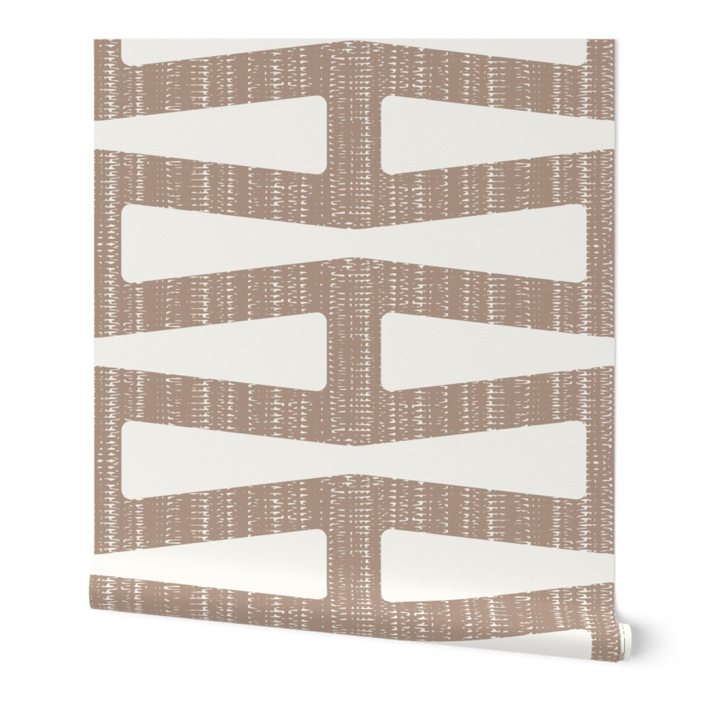 Textured Mid Century Modern Abstract Geometric in beige and bone white
