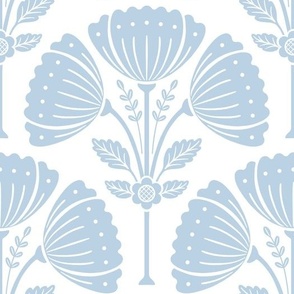 Block Print Flower Bouquet - Air Blue / White 1 LARGE