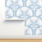 Block Print Flower Bouquet - Air Blue / White 2 LARGE