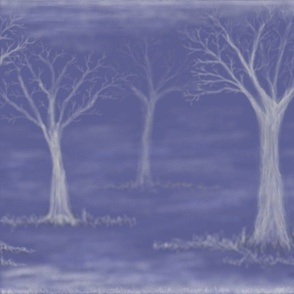 Blue and Gray Misty Trees