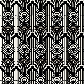 Art Deco Allure: Abstract Gaze Pattern - Monochrome