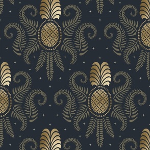 Welcoming Pineapples - Black and Gold - Large