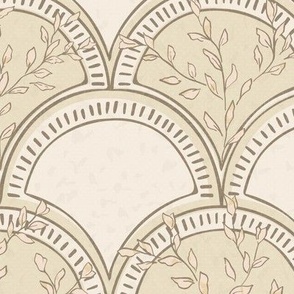 Wildflower Fan | Ivory Neutrals | Scalloped Large Scale