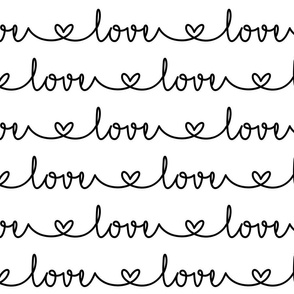 Love Heart Typography Black on White - XL Scale