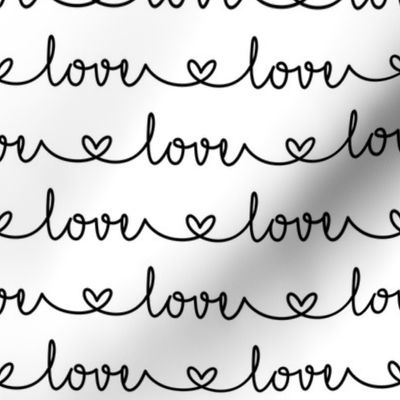 Love Heart Typography Black on White - Large Scale