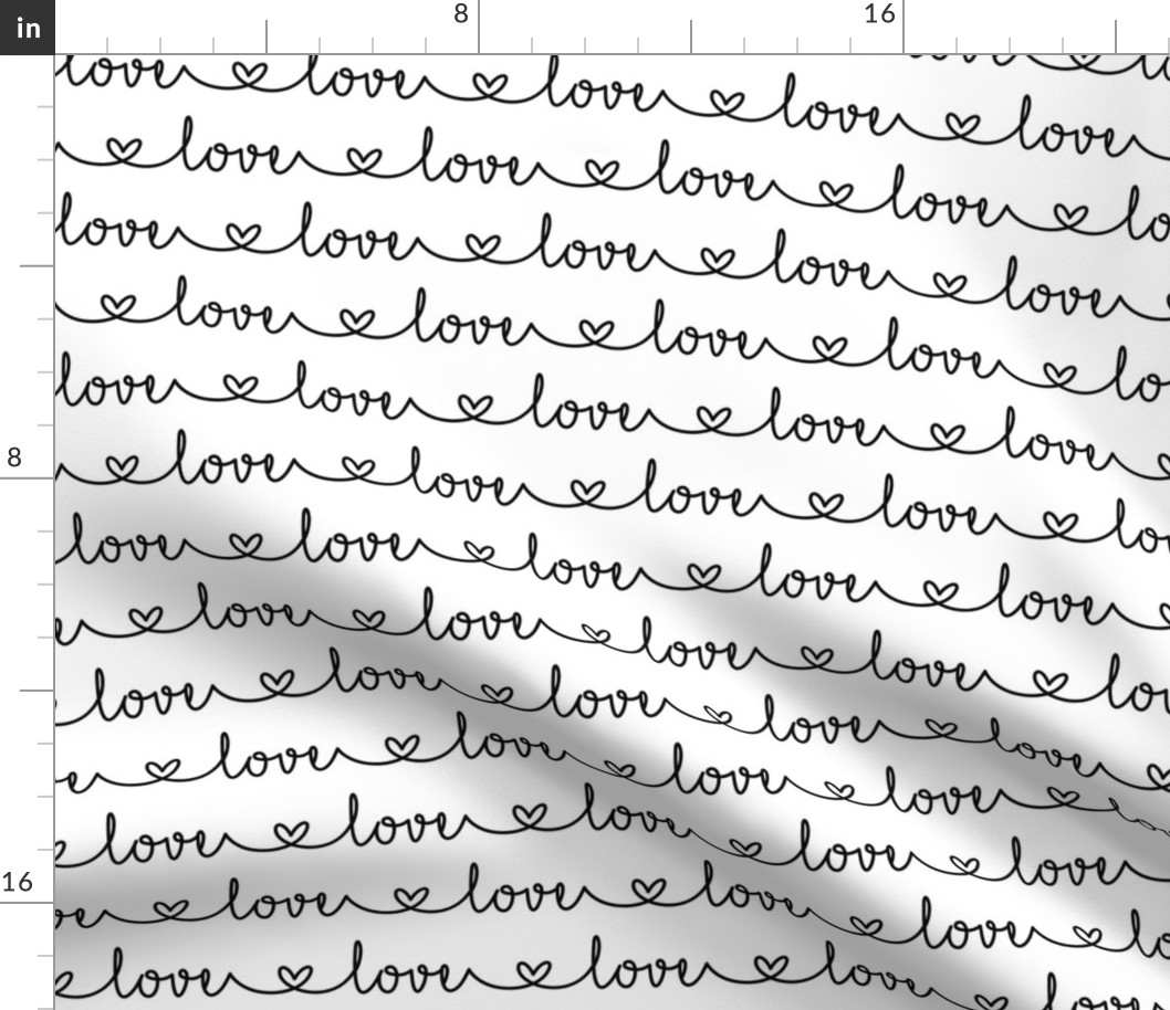 Love Heart Typography Black on White - Large Scale