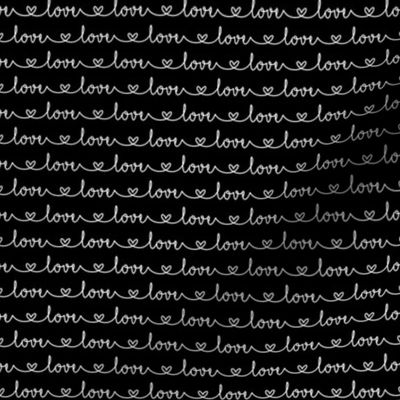 Love Heart Typography White Black - XS Scale