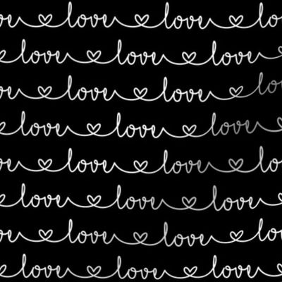 Love Heart Typography White Black - Medium Scale
