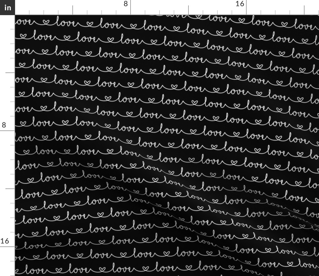 Love Heart Typography White Black - Medium Scale