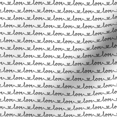 Love Heart Typography Black White - XS Scale