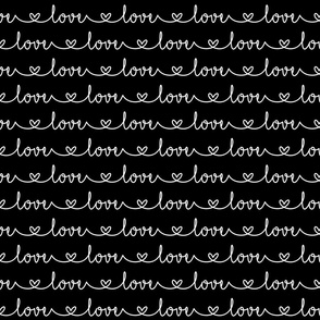 Love Heart Typography White Black - Large  Scale