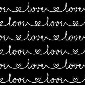Love Heart Typography White Black - XL Scale