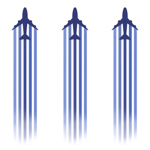 Boys room Airplanes flying in blue gradient stripes