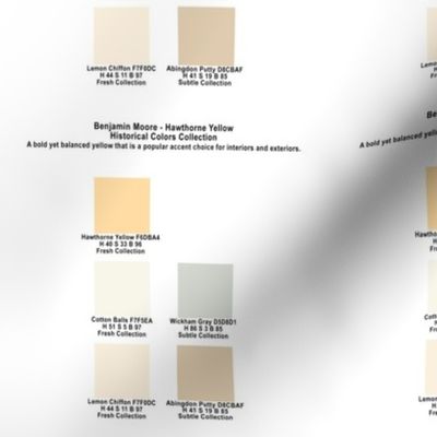 Hawthorne Yellow Color Palette Benjamin Moore Historical Colors Collection