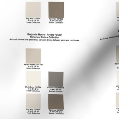 Revere Pewter Color Palette Benjamin Moore Historical Colors Collection