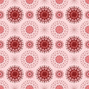 Small Scale - Boho Mandalas 4 in Strawberry Theme - Red to Pink