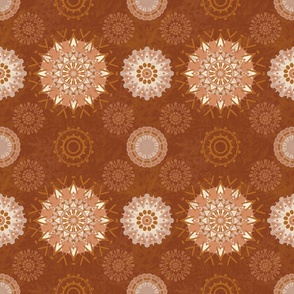 Medium Scale - Boho Mandalas Rust - Earth tones Rust with textured background