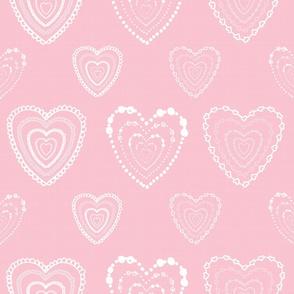 Large - Decorative Hearts of Love on Carnation Pink 