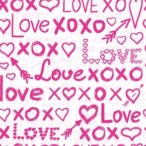 Large - Magenta Pink Valentine Love xoxo