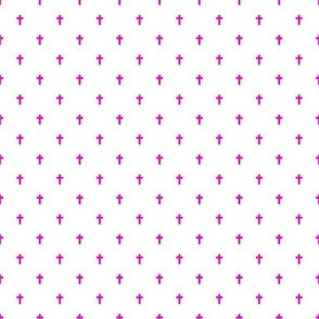 1xSmall Scale - Crosses - Fuchsia Pink on a White Unprinted Background