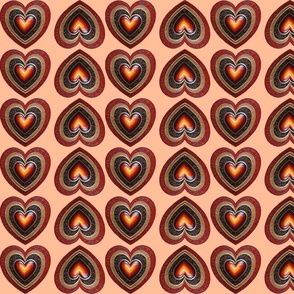 Ornamental Heart Stripes  On Peach Fudge Color 
