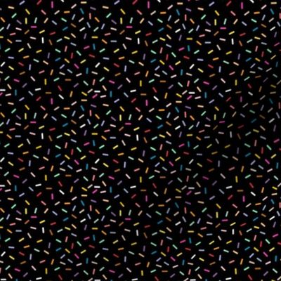 Small Scale Ditsy - Sprinkles - Multi Colored on a Black Background