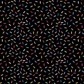 Small Scale Ditsy - Sprinkles - Multi Colored on a Black Background