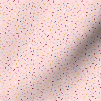 Small Scale Ditsy - Sprinkles - Multi Colored on a Pink Background