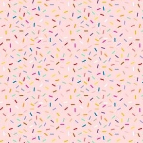 Small Scale Ditsy - Sprinkles - Multi Colored on a Pink Background